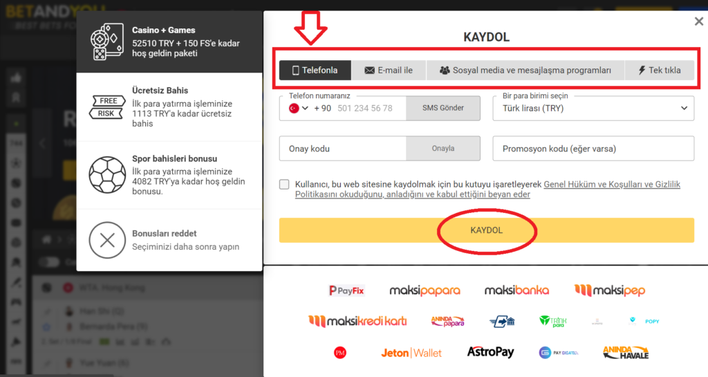 Betandyou Kayıt Adımları